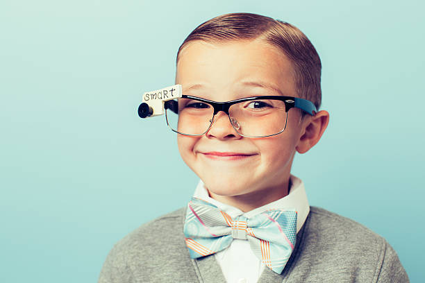 istock Young Boy Nerd Wearing Smart Glasses 501286060