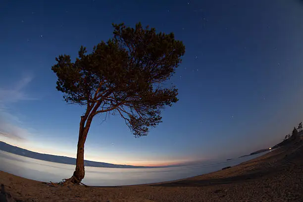 Baikal lake. Summer night on Olkhon Island