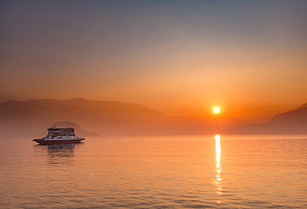 Sunset at Como Lake stock photo
