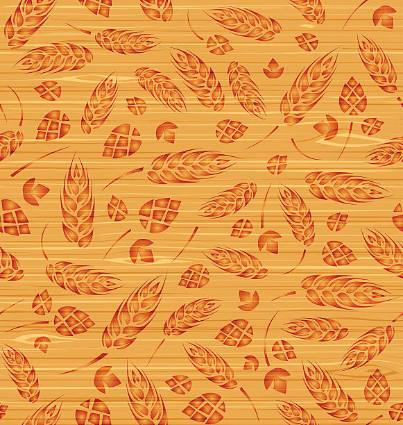 Vector seamless pattern Vector seamless pattern with hops and malt on a wooden texture oak fire stock illustrations