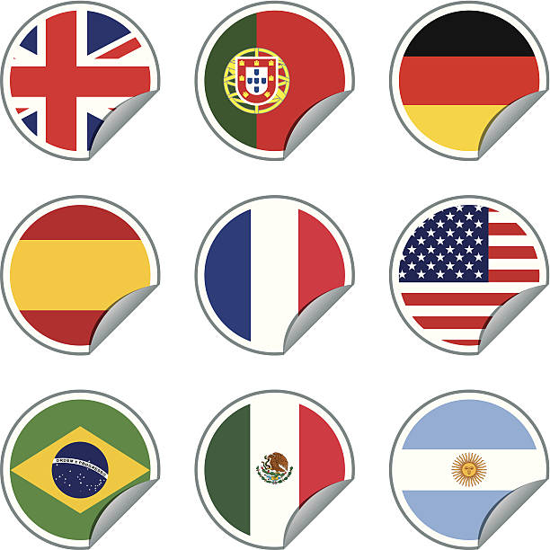 illustrazioni stock, clip art, cartoni animati e icone di tendenza di flag stickers - british culture audio