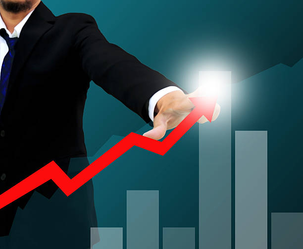 istock Businessman drawing a rising arrow . business growth Concept. 501292985