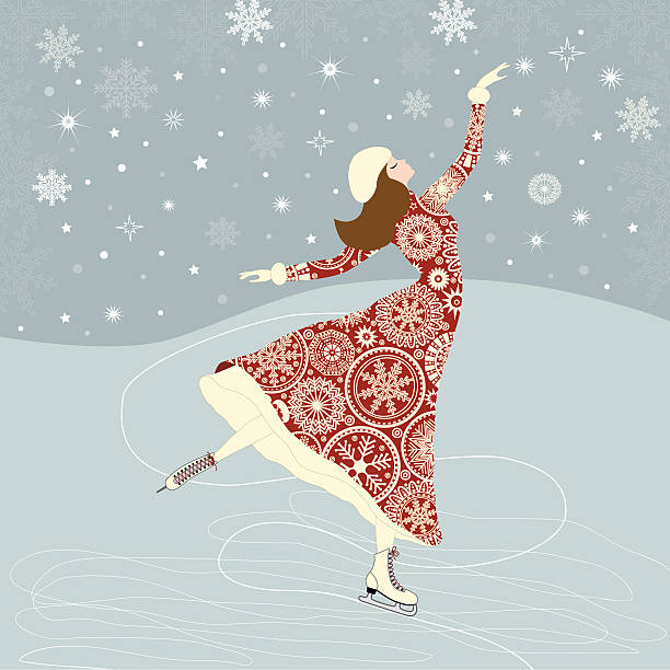 boże narodzenie pozdrowienia karty z dziewczyna skater - silhouette christmas holiday illustration and painting stock illustrations