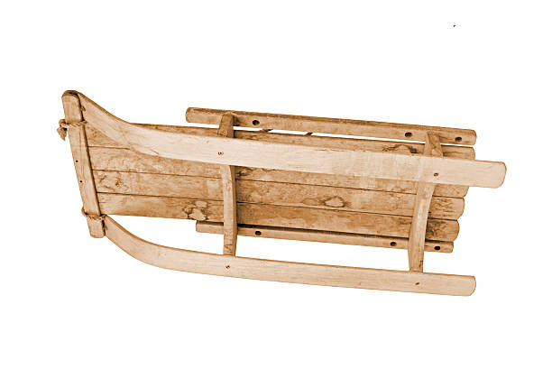 istock Vintage wood sled showing runners with clipping path 501293346