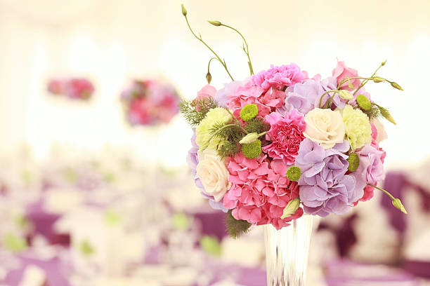 istock Beautiful wedding flower decoration table arrangement 501293775