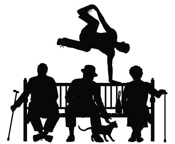 park bench parkour- - bench park park bench silhouette stock-grafiken, -clipart, -cartoons und -symbole