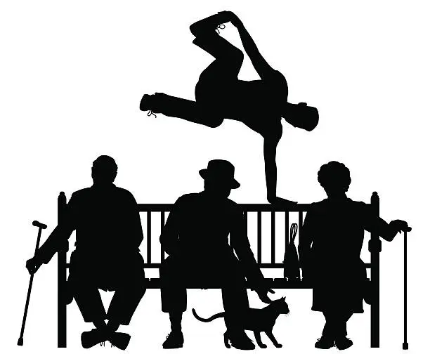 Vector illustration of Park bench parkour