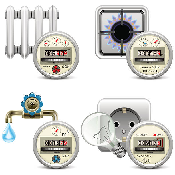 векторные значки м - gas counter stock illustrations