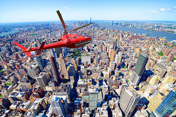 istock Helicopter Flying over Manhattan, NYC. Aerial View. 501294475