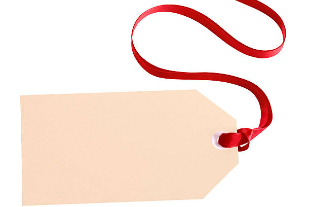 istock Plain gift tag with red ribbon isolated on white background 501294972