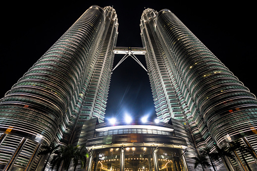 The petronas towers in Kuala Lumpur at night, Malaysia