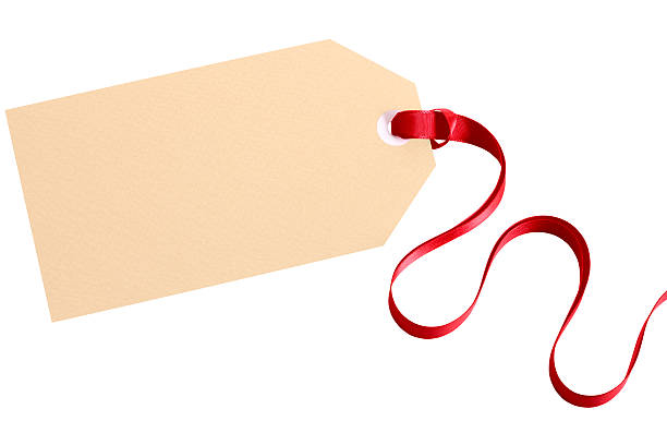 istock Plain gift tag with red ribbon isolated on white background 501295186