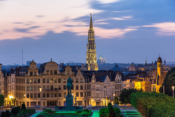 vista del centro storico di bruxelles, belgio - brussels belgium arranging majestic foto e immagini stock