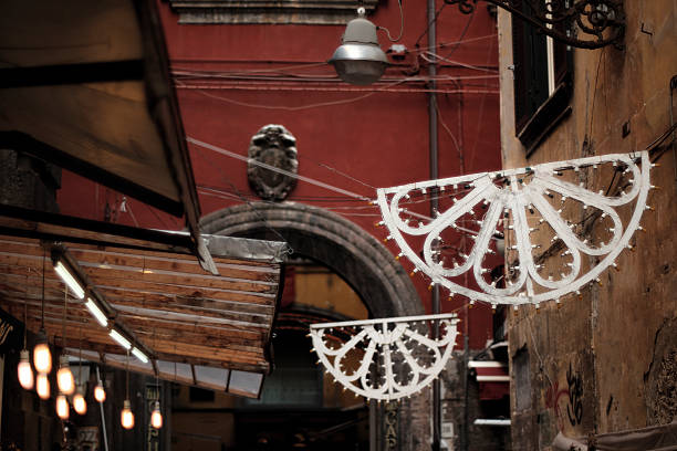 Detail of Christmas decorations used in via dei Tribunali, around Spaccanapoli, in Napoli's old town. Shallow focus.