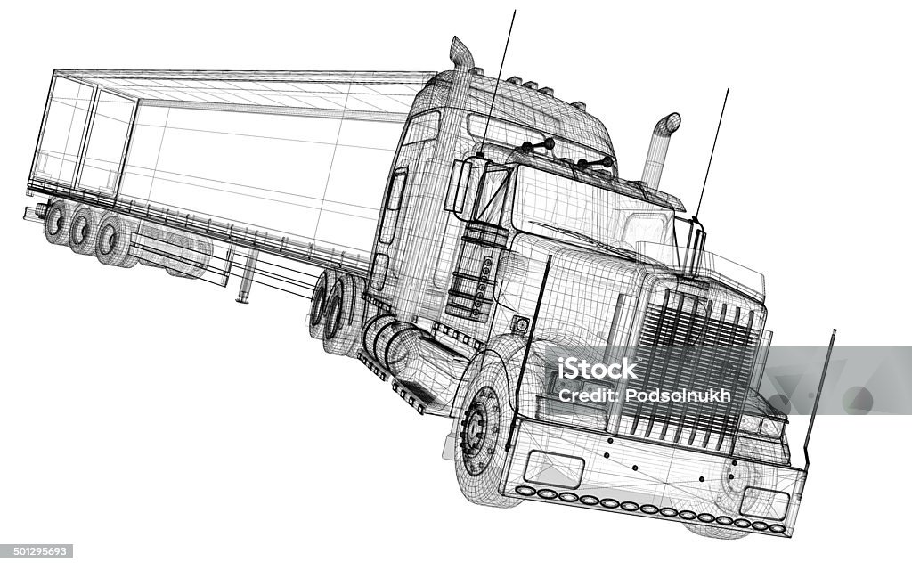 Cargo Delivery Vehicle Cargo Delivery Vehicle, body structure, wire model Backgrounds Stock Photo