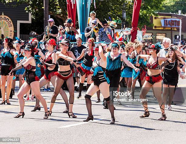 Dance Troupe Performs In Parade Stock Photo - Download Image Now - 2014, Adult, Arts Culture and Entertainment