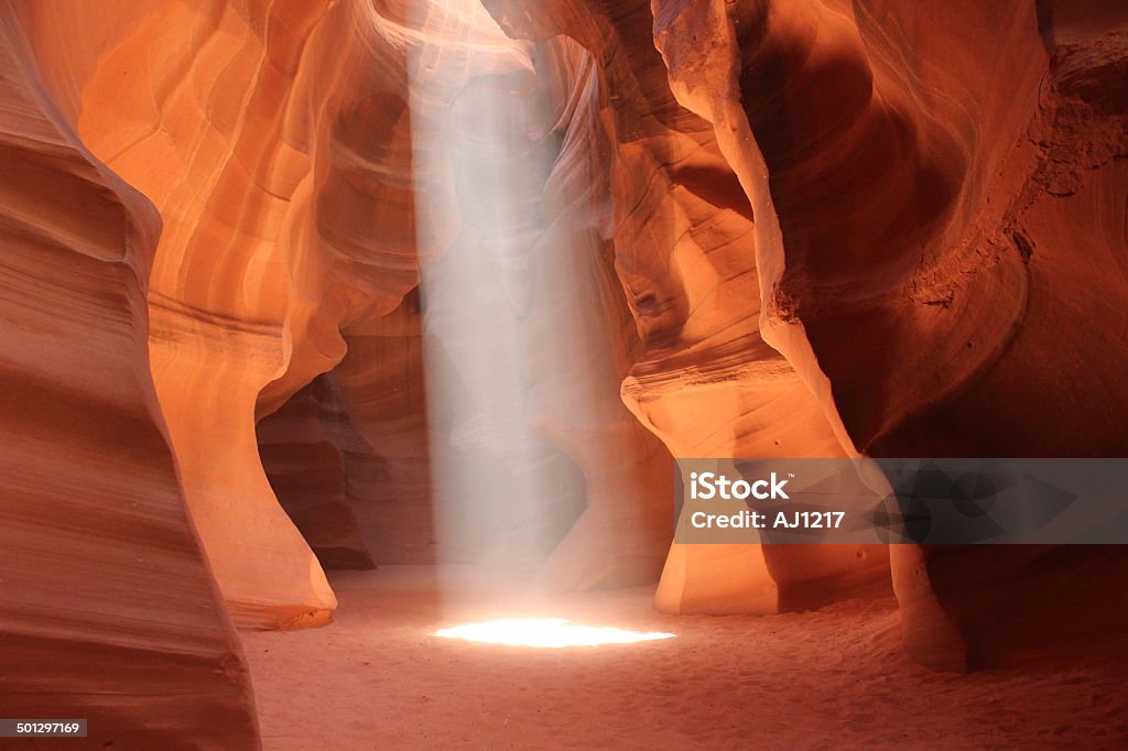 Slot Canyon Rare sunbeam captured in upper slot canyon in Arizona Grand Canyon Stock Photo
