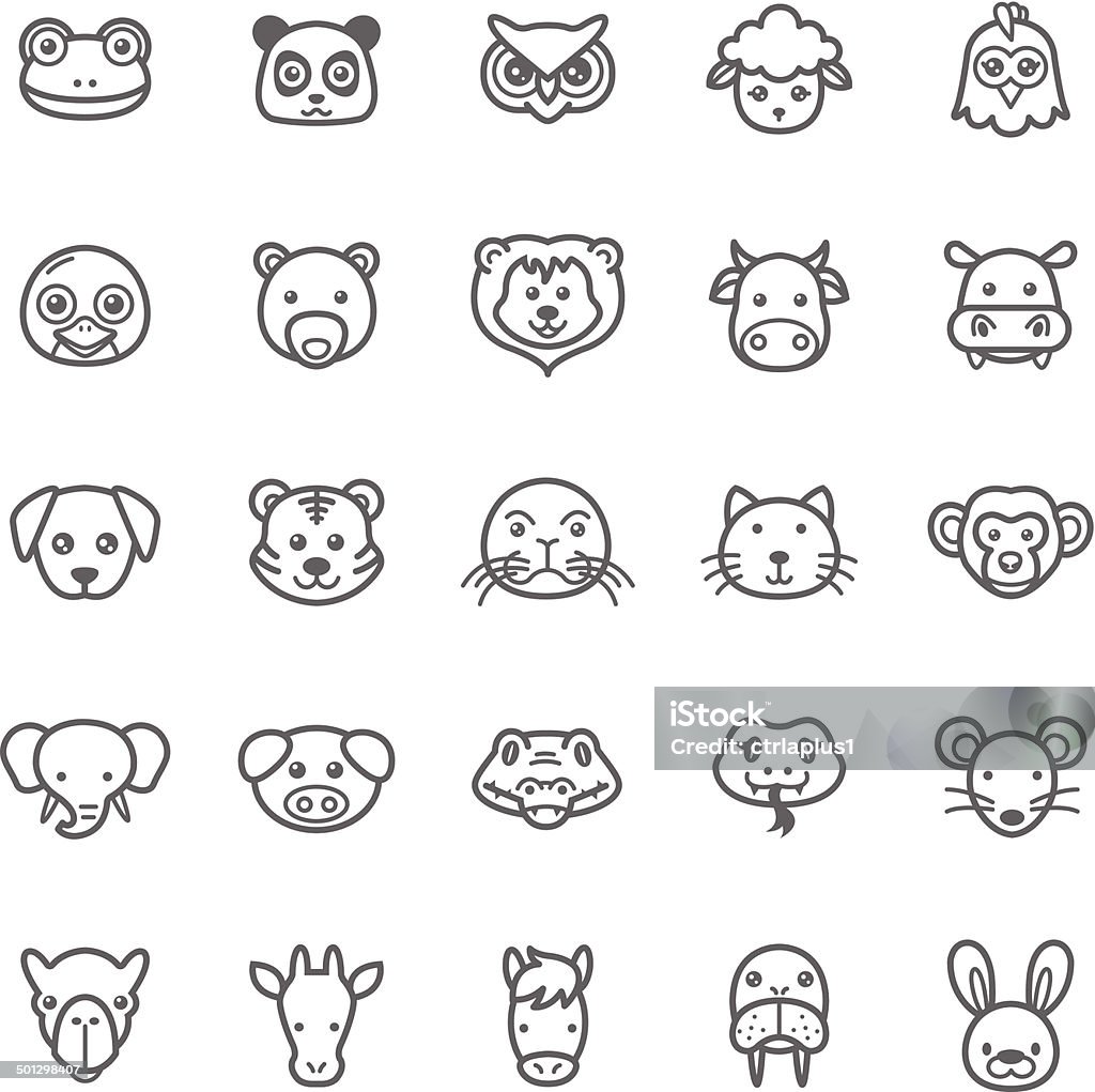 Set of Outline Stroke Animal Icons Set of Outline Stroke Animal Icons Vector Illustartion Chicken - Bird stock vector