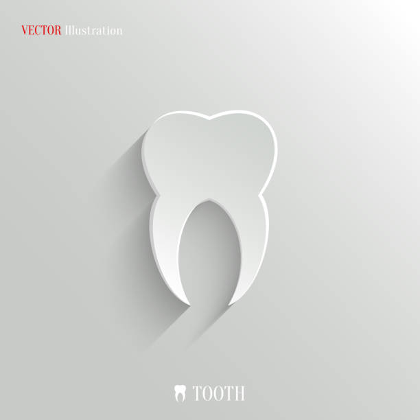 zahn icon-vektor-weiße app-taste - human teeth dental equipment three dimensional shape technology stock-grafiken, -clipart, -cartoons und -symbole