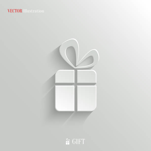 ilustrações de stock, clip art, desenhos animados e ícones de ícone de presente-botão branco app de vetor - valentines day gift white background gift box