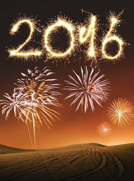 fireworks on the desert for the new year