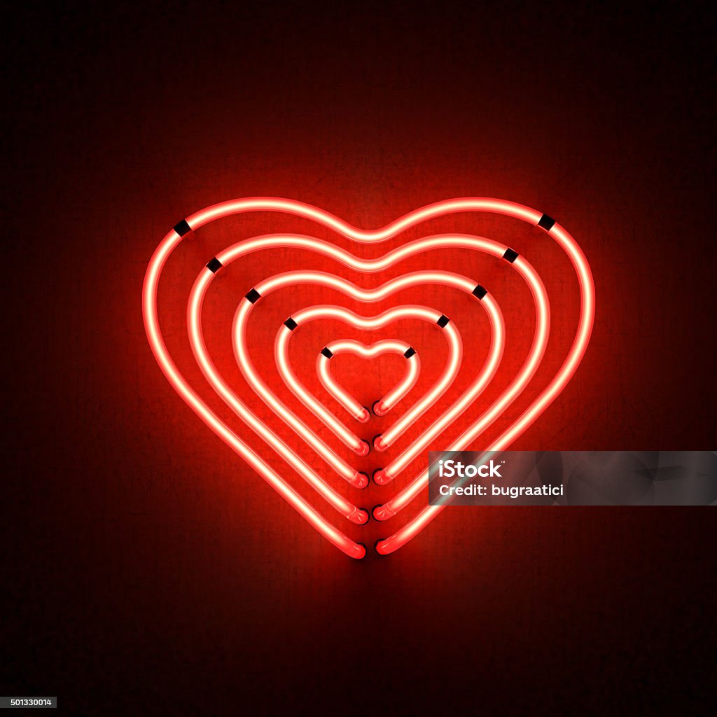 Redheartshapedfiveneonlights Stock Photo - Download Image Now ...