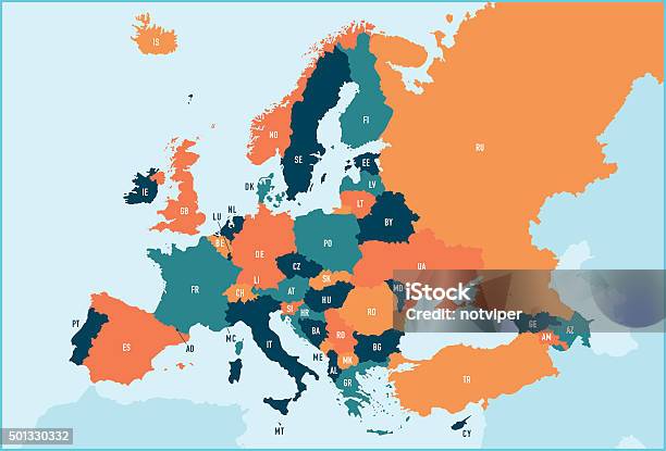 Europe Map Illustration Stok Vektör Sanatı & Harita‘nin Daha Fazla Görseli - Harita, Avrupa, Avrupa Birliği