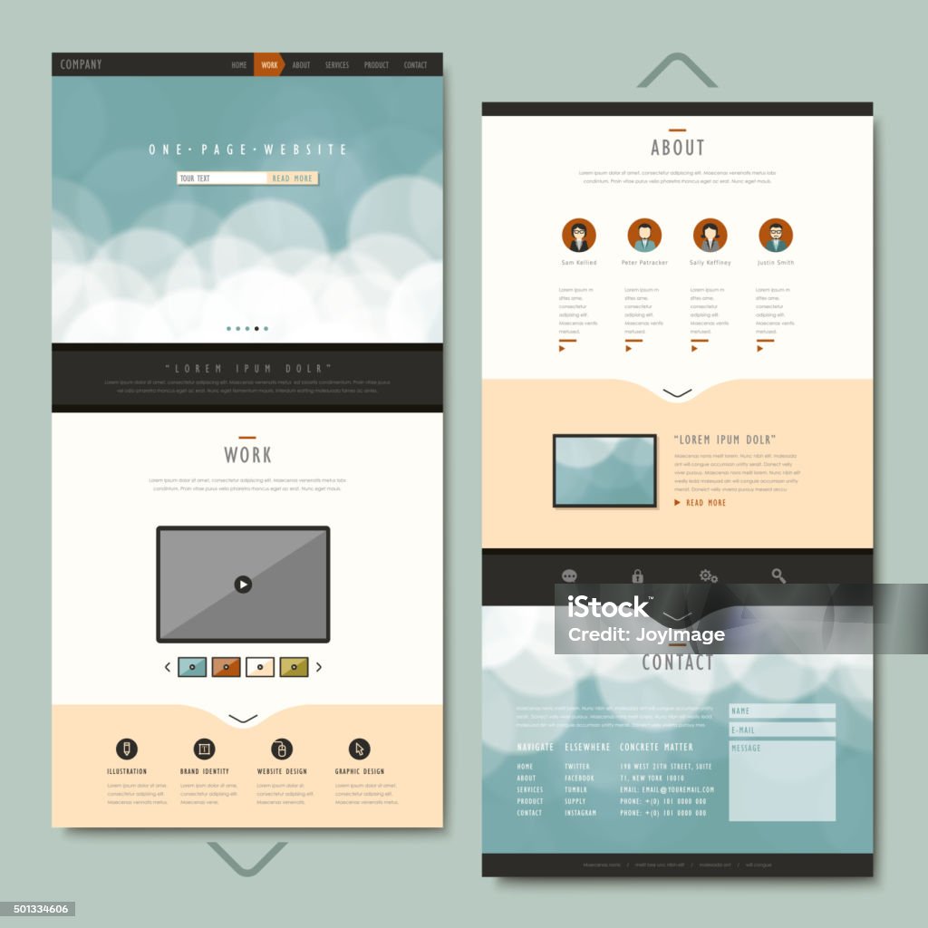 Simple Pages Simplicity One Page Website Template Design Stock Illustration ...