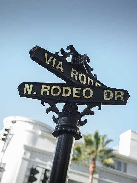 istock Rodeo Drive sign with building and palm trees 501334752