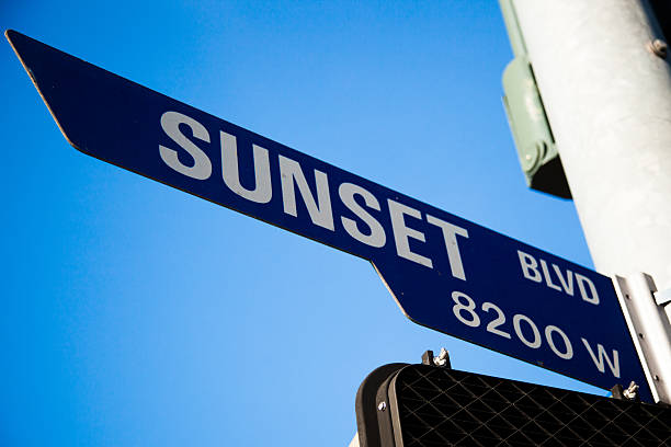 istock Sunset Blvd. sign with blue sky in Los Angeles 501335604
