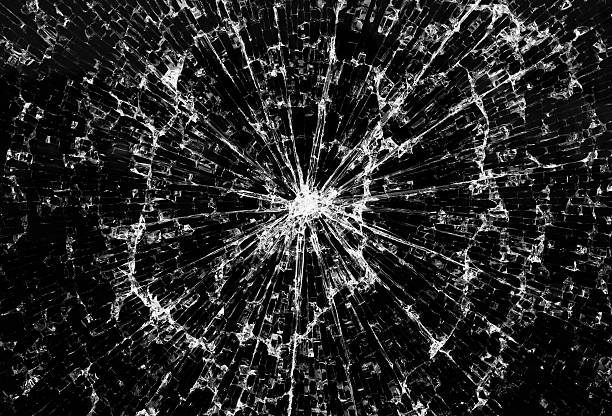 istock Background of black broken glass in cracks 501335679