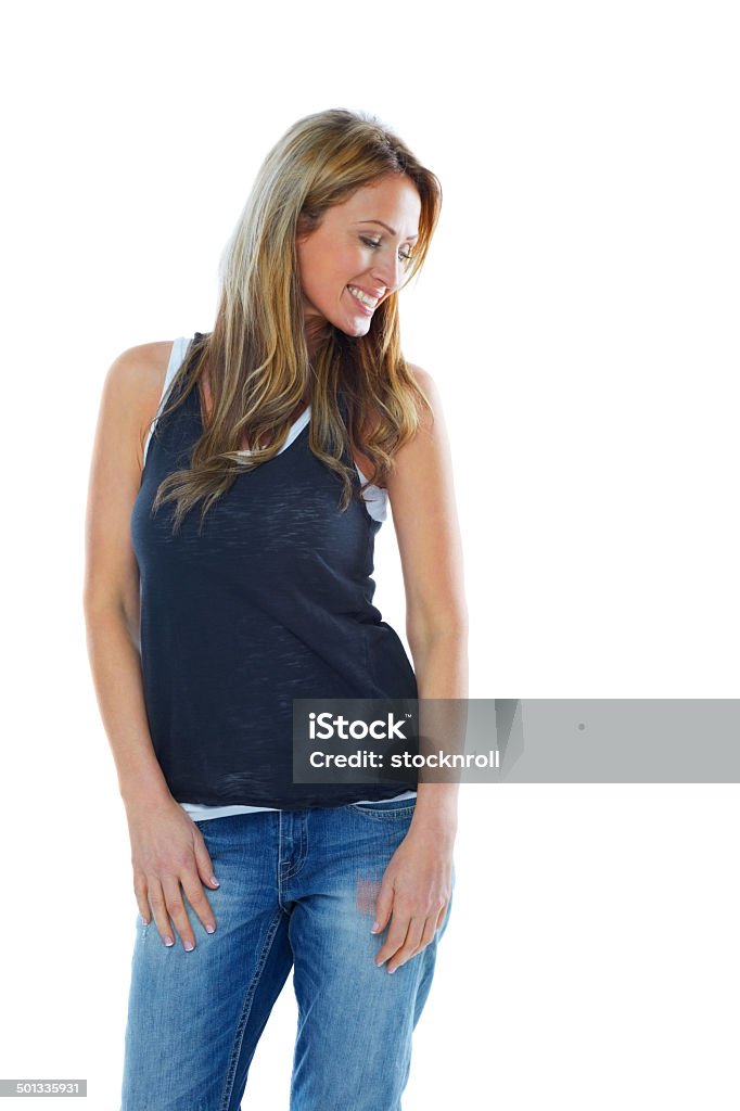 Hermosa mujer en Vestimenta informal - Foto de stock de Foto de estudio libre de derechos