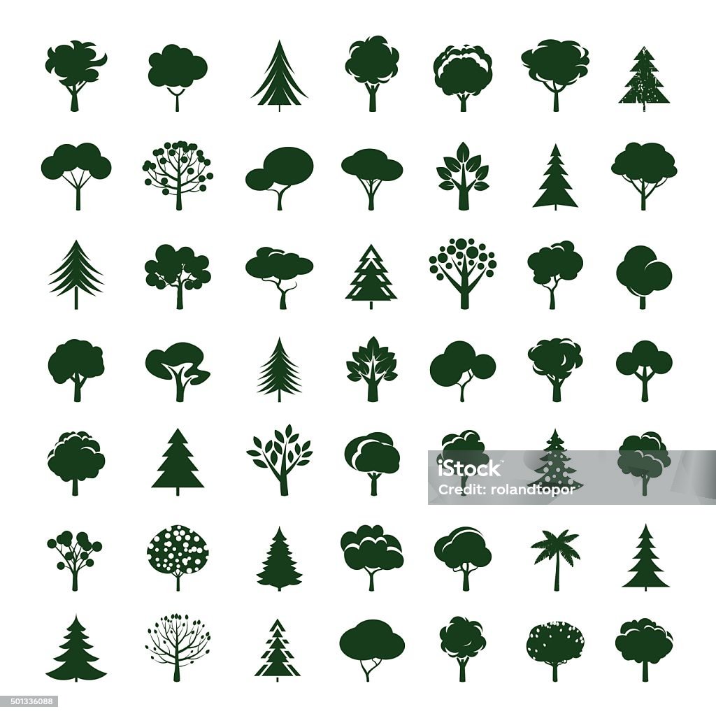 Set of Grey Trees. Vector symbol and icon. Set of Grey Trees. Vector symbol and icon. Graphic element. Tree stock vector