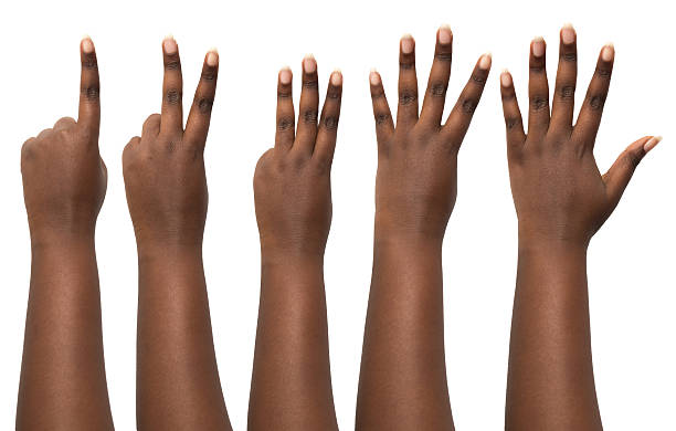 mão humana-africano isolado no branco - deaf american sign language hand sign human hand - fotografias e filmes do acervo