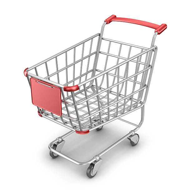 Market shopping cart 3D. Isolated on white background stock photo