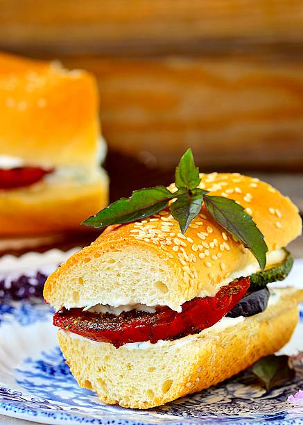 istock sandwich with baked vegetables and goat cheese 501337641