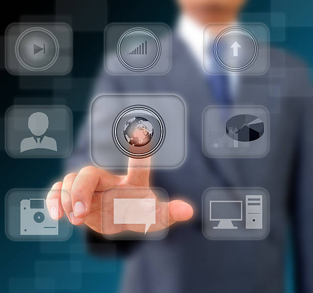 istock Businessman works with business and technology Network Display 501338365