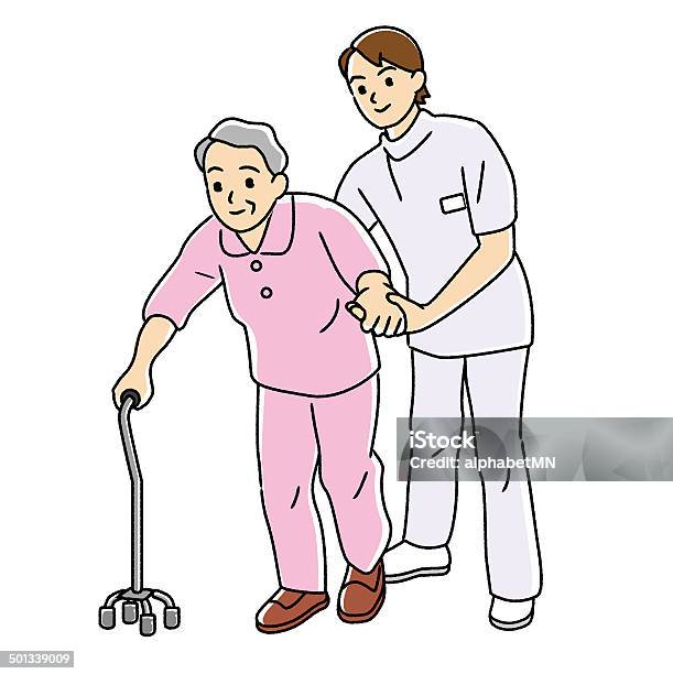 Physical Therapist To Carry Out The Rehabilitation Of The Elderly Stock Illustration - Download Image Now
