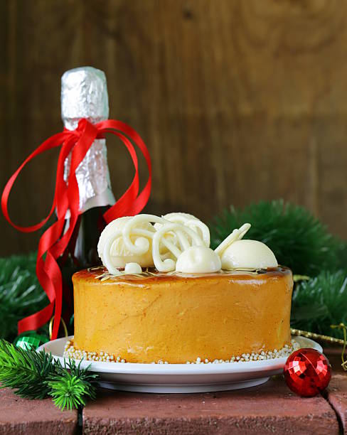 istock festive Christmas cake caramel biscuit decorated with white chocolate 501339727
