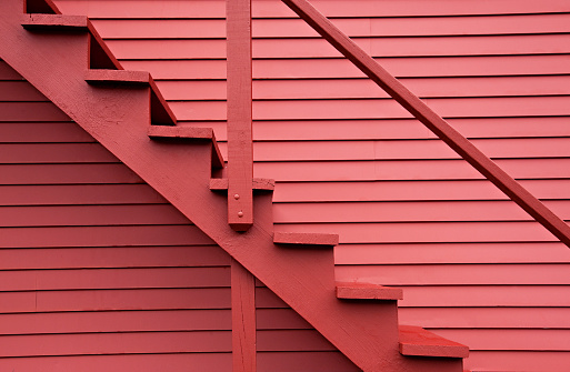 Red stairs of the red barn