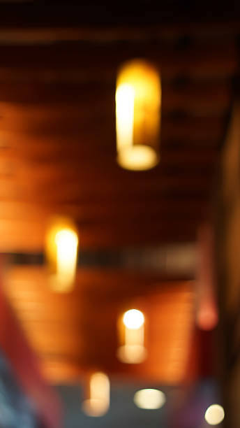 istock Blurry Vintage lamps on the ceiling 501340400