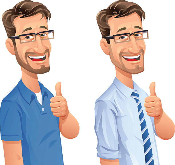 Man With Beard Gesturing Thumbs Up Stock Illustration - Download Image Now  - Men, Cartoon, Thumbs Up - iStock