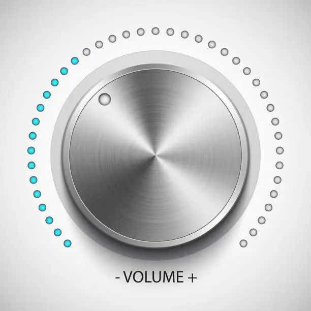 Vector illustration of Volume knob with metal texture