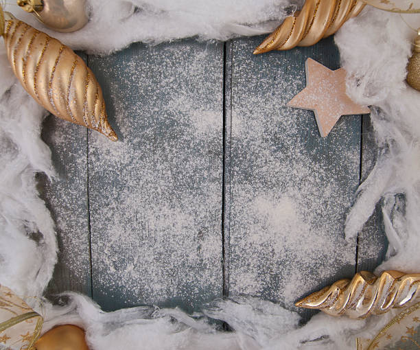 istock Christmas wooden background with Christmas decorations. 501343410