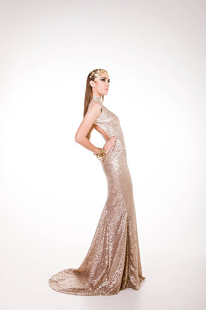 istock Beautiful model in a sparkling dress 501356348