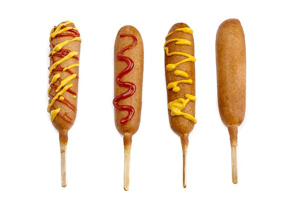 corndog - hot dog snack food ketchup - fotografias e filmes do acervo