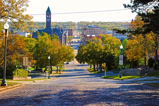 A look into downtown Sioux Falls, South Dakota. Taken on a crisp fall morning in October.