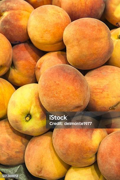 Close Up Of Juicy Organic Ripen Peaches As Background Stock Photo - Download Image Now