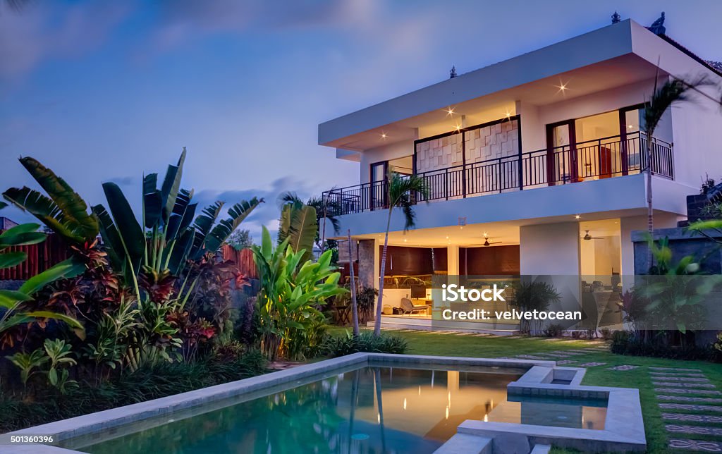 Tropical villa Tropical island villa with modern design House Stock Photo