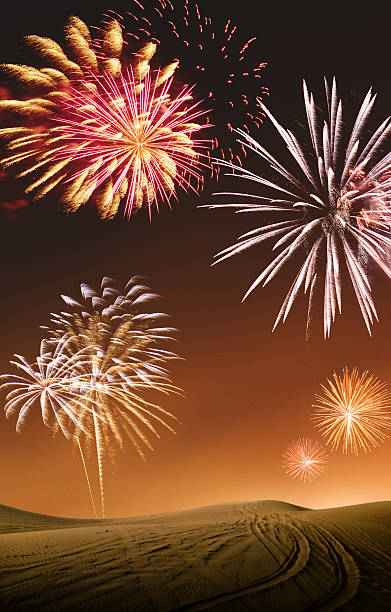 fireworks on the desert for the new year